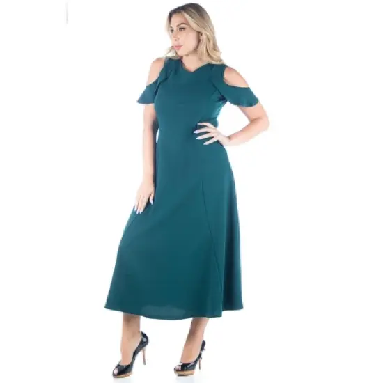 Ruffle Cold Shoulder A Line Maxi Plus Size Dress image {1}