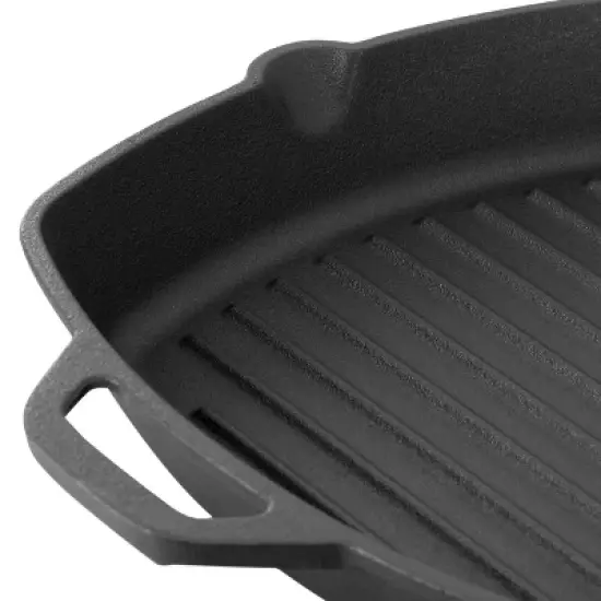 MegaChef 10.4 Inch Pre-Seasoned Cast Iron Griddle with Tempered Glass Lid image {4}
