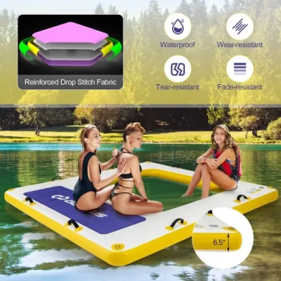 Costway 8 ft x 8 ft Inflatable Floating Dock with Mesh Swim Lounge Removable Insert image {6}