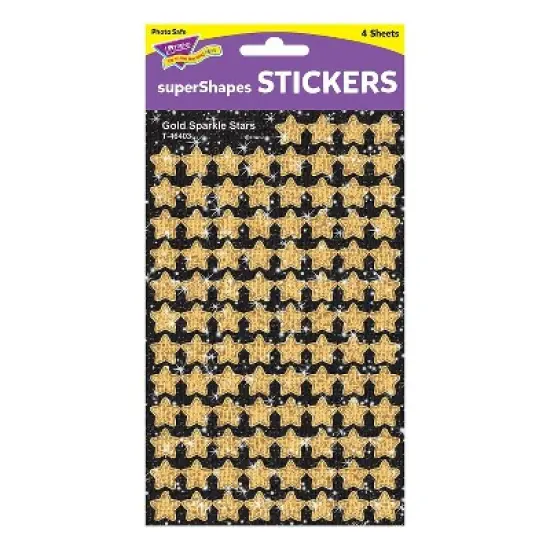 Trend Enterprises TREND Gold Sparkle Stars superShapes Stickers-Sparkle 400 Per Pack 6 Packs image {2}