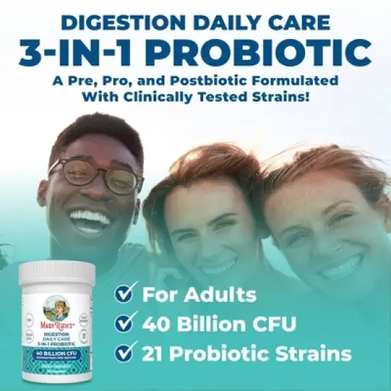 MaryRuth's Daily Digestion Care 3-in-1 Probiotic Capsules - 30ct image {3}