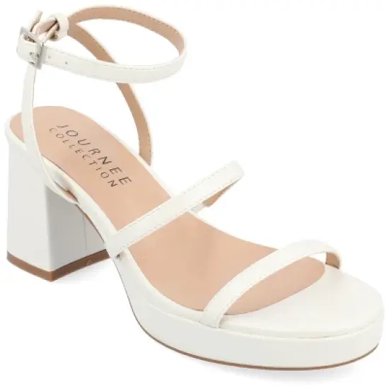 Journee Collection Womens Samilee Metallic Vegan Leather Platform Sandals image {14}