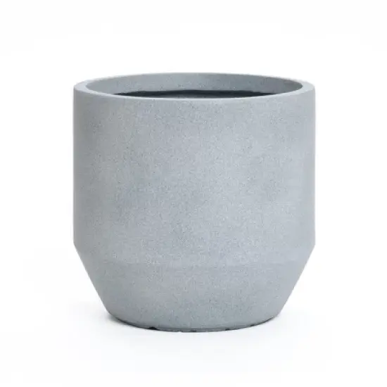 LuxenHome Minimalist Gray Outdoor Planter &ndash; Tapered Round MgO Pot with Plug image {9}