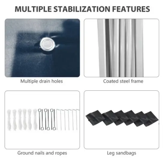 Resenkos Backyard Garden Canopy, Camping Canopy Screen Tent,10' x 19.5' Pop Up Canopy Tent w/ Sidewalls, Leg Weight Bags, Wheeled Carry Bag, Blue Dark image {6}