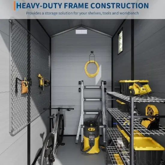 Acekool 6x4 FT Outdoor Resin Storage Shed, Lockable Double Doors, Window, Vent, Plastic Garden Shed image {2}