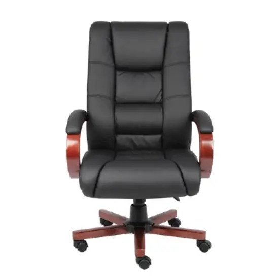 High Back Executive Wood Finished Chairs Black/Brown - Boss Office Products image {3}