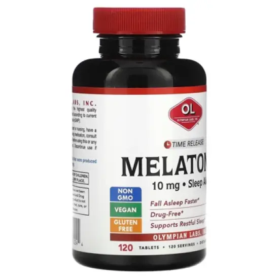 Olympian Labs Melatonin, Time Release, 10 mg, 120 Tablets image {3}