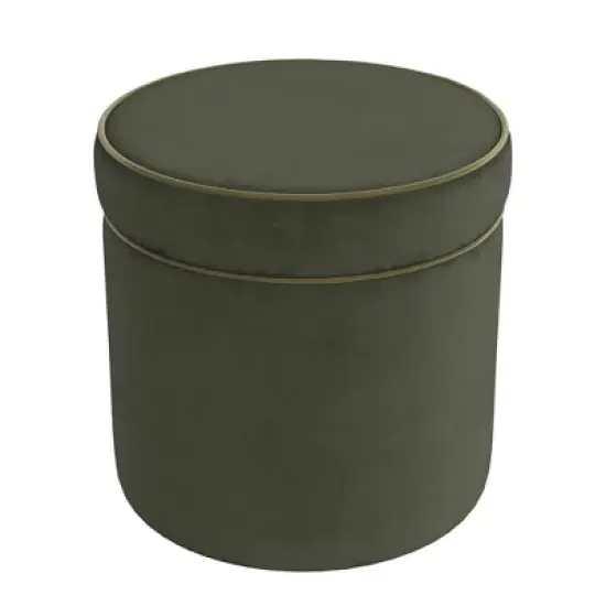 HomePop Ava Velvet Ottoman with Storage Green image {1}