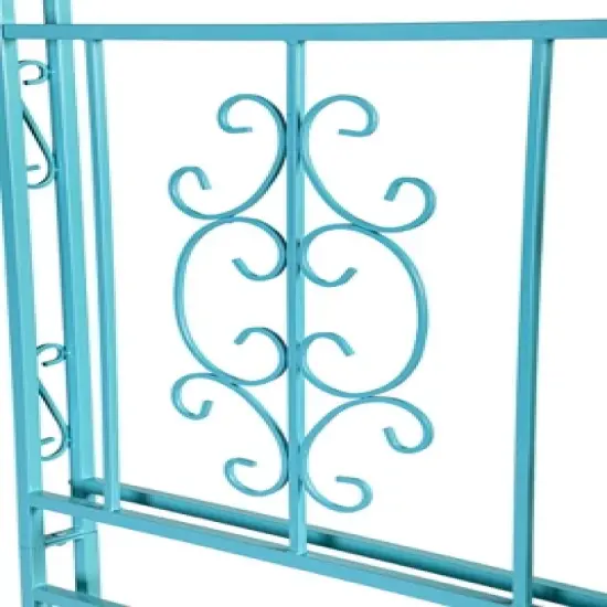 Evergreen Montebello Iron Garden Arbor, Coastal Blue- 53 x 84 x 23 Inches Fade and Weather Resistant Outdoor Decor image {5}