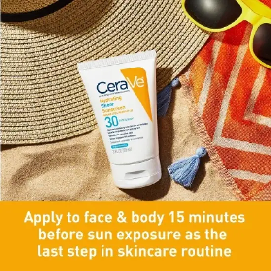 CeraVe Hydrating Sheer Sunscreen Lotion for Face and Body - SPF 30 image {6}