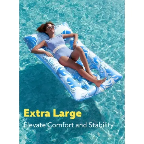 Joyfy Pool Floats Lounger with Headrest, Pool Floaties for Adult, Inflatable Pool Lounge Chairs, Sun Tanning Floaty Raft for Lake Beach Pool Party image {3}