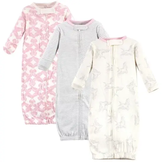 Touched by Nature Baby Girl Organic Cotton Zipper Long-Sleeve Gowns 3pk image {1}