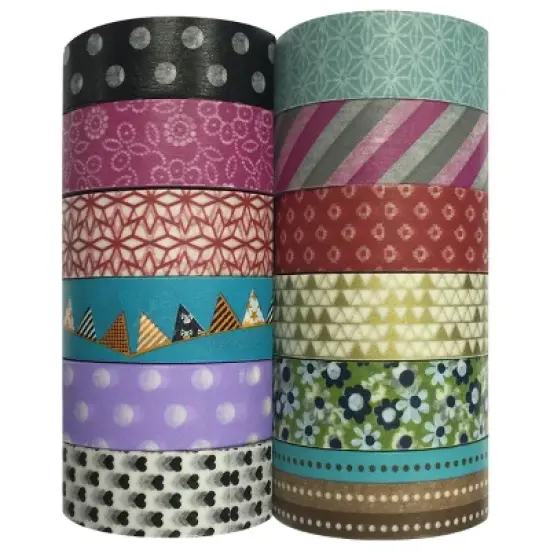Wrapables Washi Tapes Decorative Masking Tapes, Set of 12 image {3}