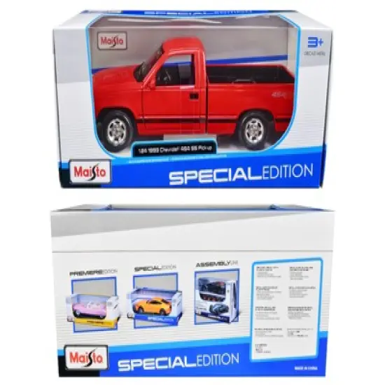 1993 Chevrolet 454 SS Pickup Truck Red 1/24 Diecast Model Car by Maisto image {2}