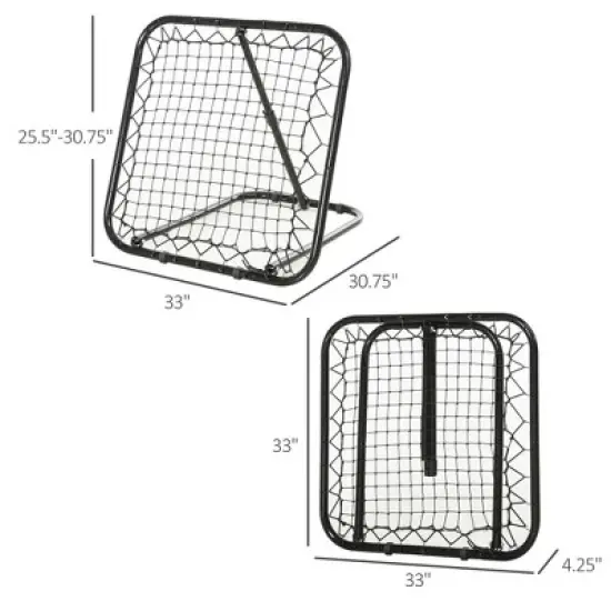 NAYSAYE Sport Net and Rebounder Soccer Rebounder Net Adjustable Angle Portable Training Goal for Backyard, Black, 30.80"*34.30"*30.80" image {4}