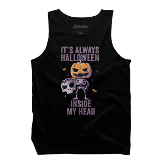 Men's Design By Humans It's Always Halloween Inside My Head Funny Cute Spooky By EduEly Tank Top image {4}