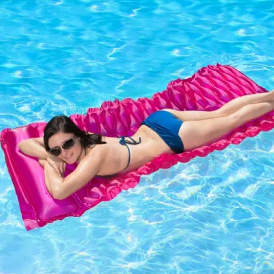85" Roll 'N' Go Inflatable Swimming Pool 1-Person Air Mattress with Pillow - Pink image {2}