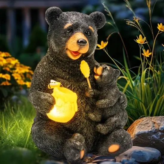GIGALUMI Solar Loving Mother and Child Bears Statue Light for Gift, Outdoor Garden Decor with LED Lights for Mom, Grandma & Wife, Waterproof image {7}