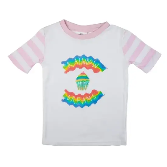 Just Chill Dog Blue Wash And Rainbow Dreams Short Sleeve Youth Girls 2-Pack Pajama Set image {3}