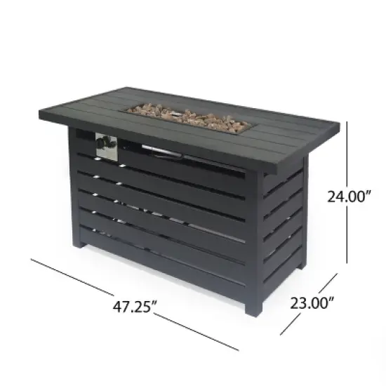 Rectangular Iron Propane Fire Pit With Built In Tank Storage And Outdoor Heating image {5}