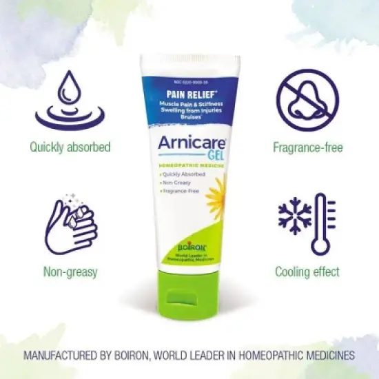 Boiron Arnicare Gel for Relief of Joint Pain, Muscle Pain, Muscle Soreness, and Swelling from Bruises or Injury Non-greasy and Fragrance-Free - 2.6 oz image {7}