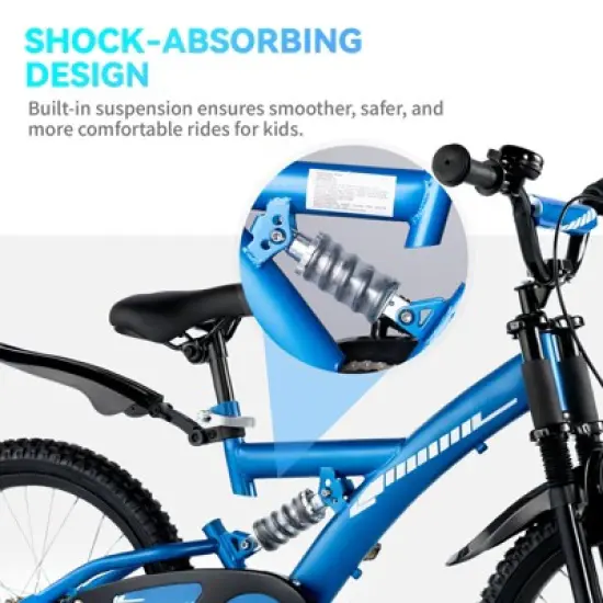 SUGIFT Durable 16"/18" Kids Bike with Adjustable Seat, Dual Brakes, Suspension, Training Wheels and All-Terrain Tires for Ages 4&ndash;9 image {5}