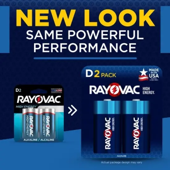 Rayovac High Energy D Batteries 4pk - Alkaline Battery: Household Single-Use image {5}
