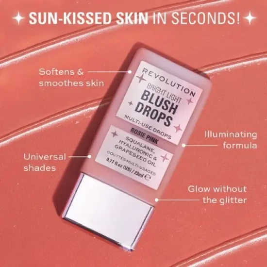 Makeup Revolution Bright Light Blush Drops - 0.77 fl oz - Rosie Pink image {2}