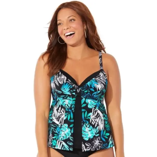 Swimsuits for All Women&rsquo;s Plus Size Faux Flyaway Underwire Tankini Top image {3}