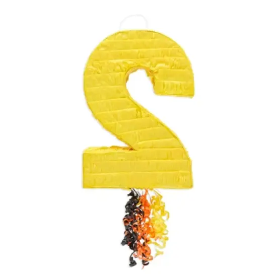 Blue Panda Number 2 Pull String Pinata for Construction Birthday Party Supplies, Decorations, Small, 16.5 x 12 x 3 In image {4}