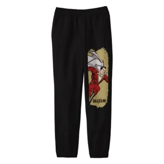 Shazam! Movie Grunge Frame with Character and Logo Youth Black Graphic Jogger Pants image {5}
