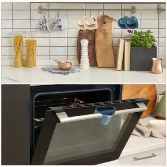 Unique Bargains Heat Resistant Mini Silicone Oven Mitts for Air Fryer Kitchen Cooking 2 Pcs image {3}