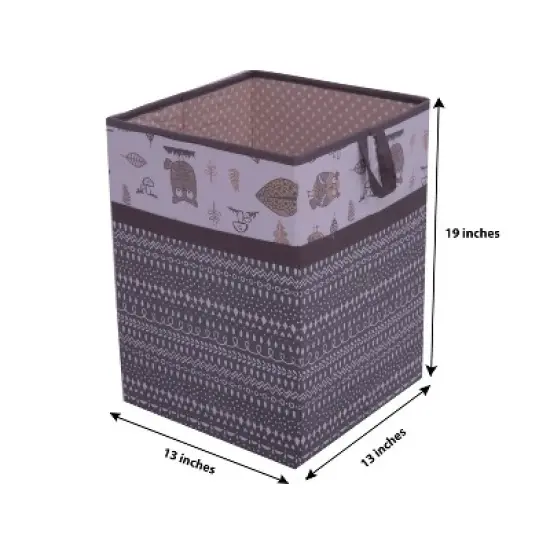 Bacati - Owls Gray/Beige Neutral Collapsible Laundry Hamper image {3}