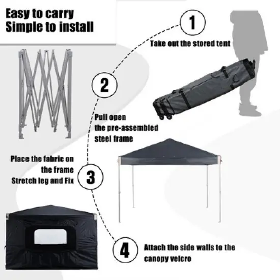 Aoodor Pop Up Canopy Tent with Removable Mesh Window Sidewalls, Portable Instant Shade Canopy with Roller Bag image {4}