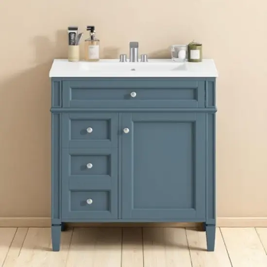 30" Bathroom Vanity with Sink &acirc;&acirc;&sbquo;?MDF and Solid Wood Cabinet, Roman Legs,Undermount Ceramic Sink,Freestanding Cabinet image {20}