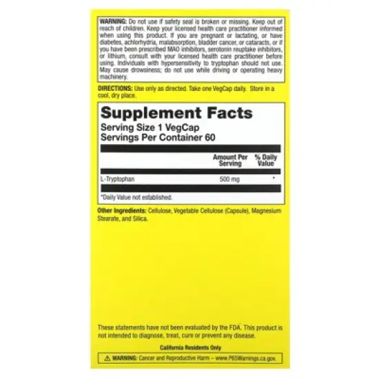 Natural Balance Happy Camper, L-Tryptophan, 500 mg, 60 VegCaps image {1}
