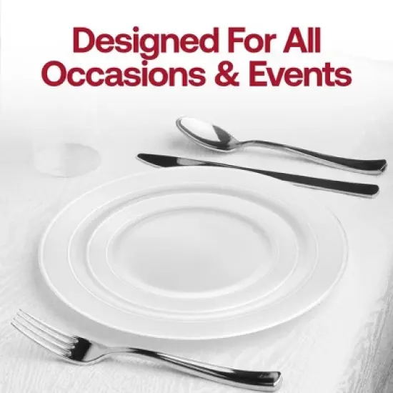 Smarty Had A Party 10.25" White w/ Silver Edge Rim Plastic Dinner Plates - 120 pcs image {6}