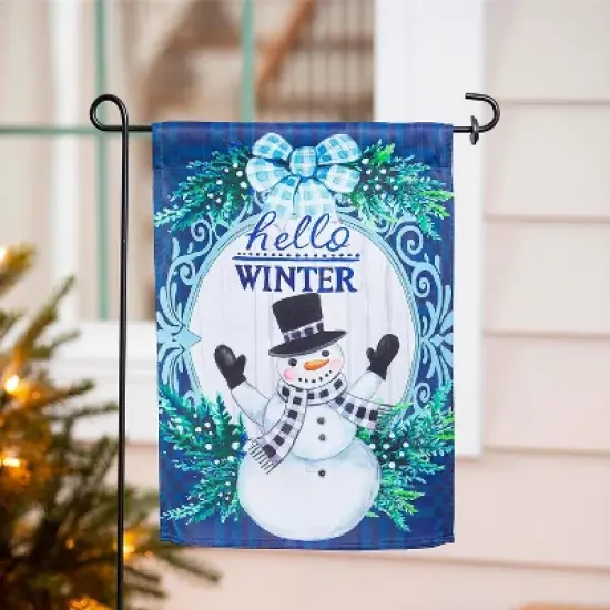 Evergreen Garden Flag Winter Snowman Suede Double Sided Indoor Outdoor Decor 18" x 12.5" image {2}