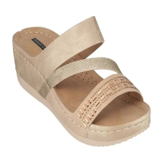 GC Shoes Tera Embellished Comfort Slide Wedge Sandals image {6}