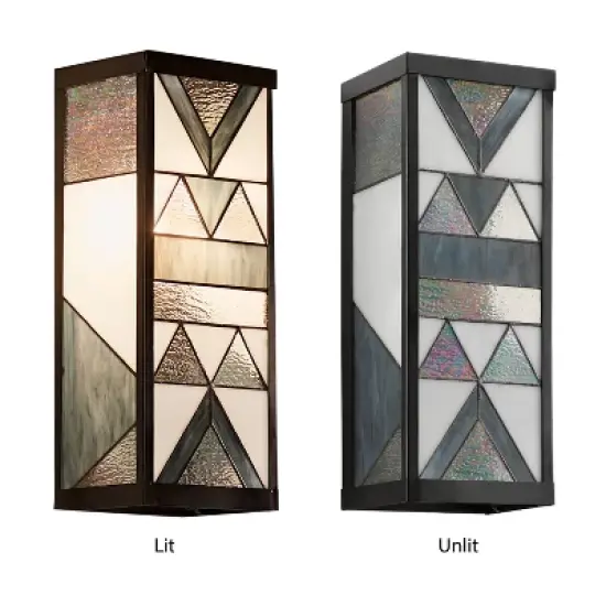 16.25" Stained Glass 1-Light Rectangular Geometric Outdoor Light Wall Sconce - River of Goods: ETL Listed, Waterproof image {4}