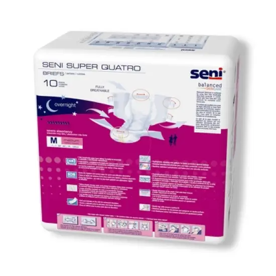 Seni Super Quatro Adult Incontinence Brief M Heavy Absorbency Breathable / Overnight, S-ME10-BQ1, Severe image {4}