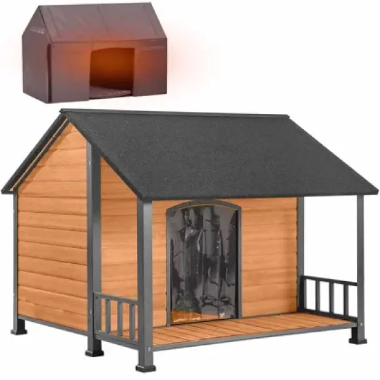 Aivituvin Wooden Insulated Dog House| Weatherproof, Spacious for Small to Large Dogs-AIR7010-IN image {6}