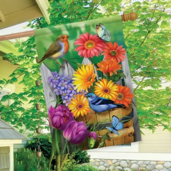 Birds And Blooms Spring House Flag Floral 28" x 40" Briarwood Lane image {2}