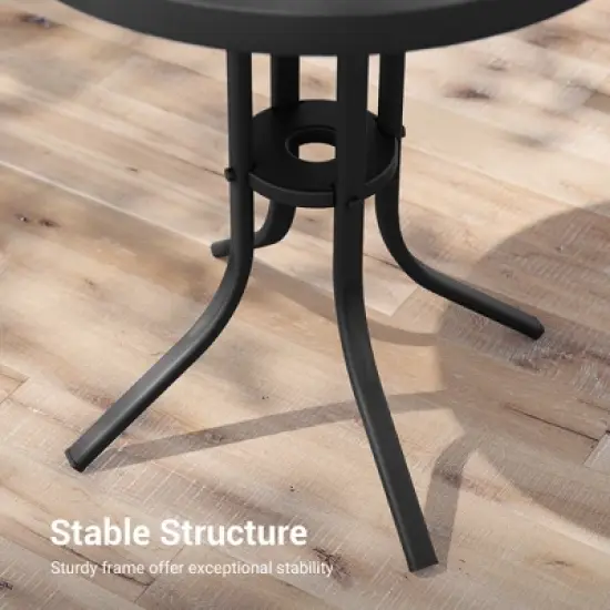 Sonkuki Patio Round Side table, Modern Industrial Style w/Metal Frame image {6}