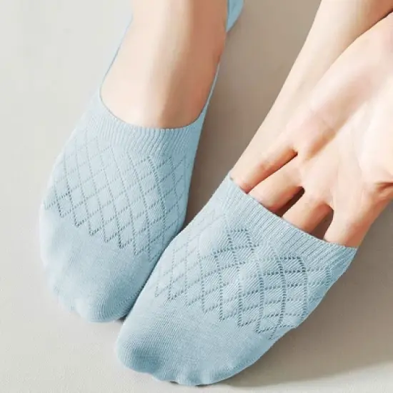 Alilang Women's Solid No Show Socks Non Slip Cotton 6Pk image {5}