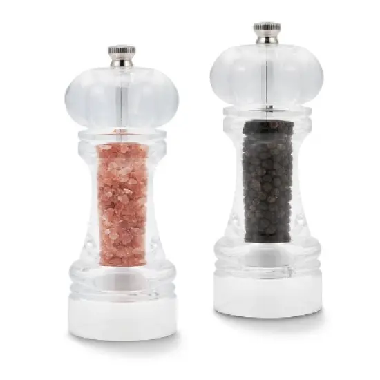 Cole & Mason Liverpool 5.5" Acrylic Salt and Pepper Grinder Set: Ceramic & Stainless Steel, 2-Piece, Clear image {1}