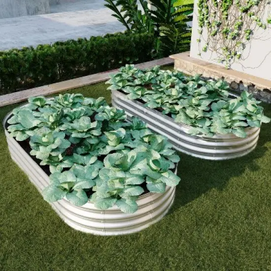 Okak Galvanized Steel Raised Garden Bed 12 Inch (2-Pack) Heavy Duty Rust-Resistant Planter Box Kit for Vegetables, Flowers, Herbs, Easy Assembly image {11}