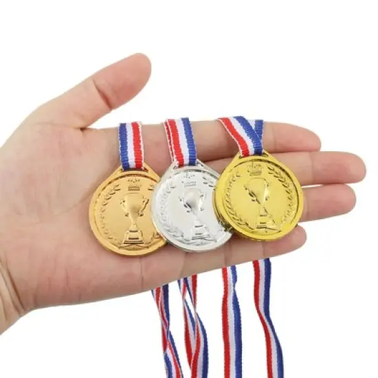 Unique Bargains Plastic Lightweight Embossed Design Sports Award Medals 24 Pcs 1.5" image {4}