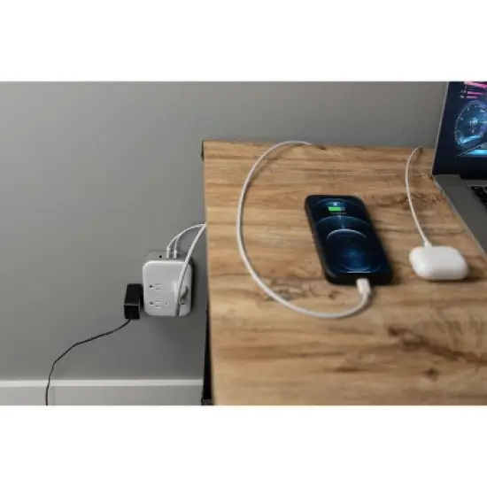 General Electric 4 Grounded Outlets and 4 Polarized Outlets with 2 USB-C and 1 USB-A Surge Tap White/Gray image {7}
