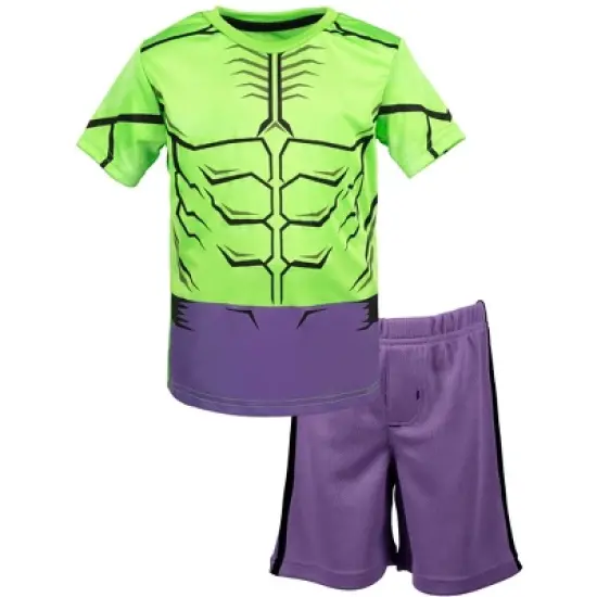 Marvel Avengers Captain America Iron Man Venom Hulk Cosplay Athletic T-Shirt and Shorts Outfit Set Toddler to Little Kid image {8}